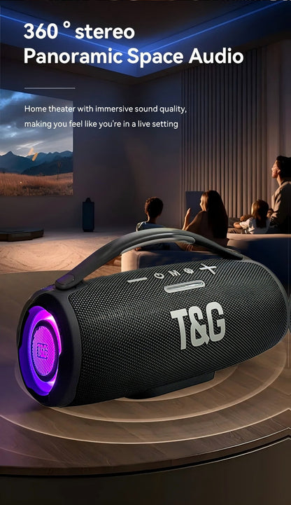 Portable Bluetooth Speaker TG418 with 3000mAh Battery, EQ, LED Lights, Type-C, TF, USB and AUX