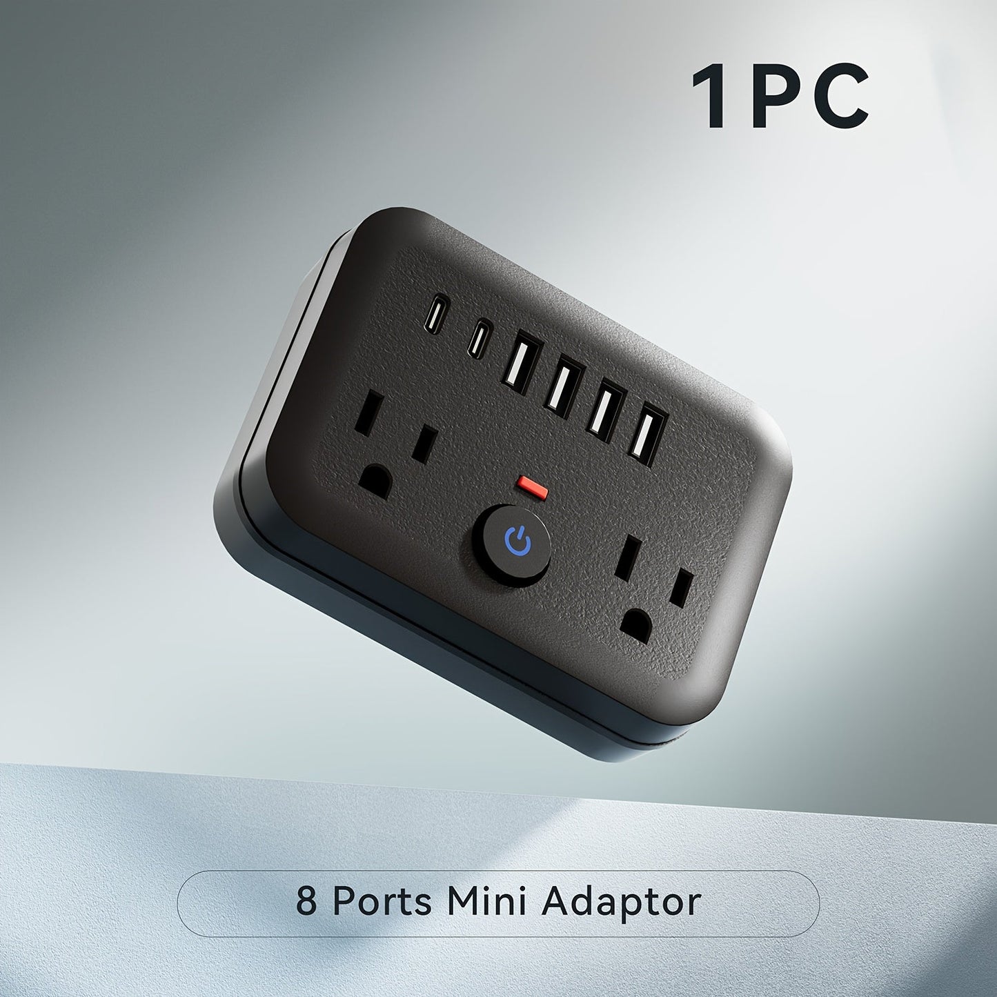 Surge Protector Power Strip 8-in-1 Mini Wall Adapter with 2 AC Outlets, 4 USB-A, 2 USB-C and One or Two-Pack Options
