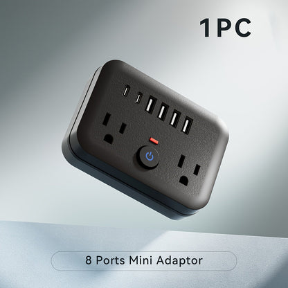 Surge Protector Power Strip 8-in-1 Mini Wall Adapter with 2 AC Outlets, 4 USB-A, 2 USB-C and One or Two-Pack Options