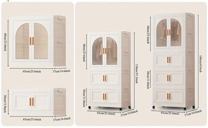 Portable Folding Wardrobe Cabinet with Caster Wheels, Hanging Section and Two Exact Layer Options