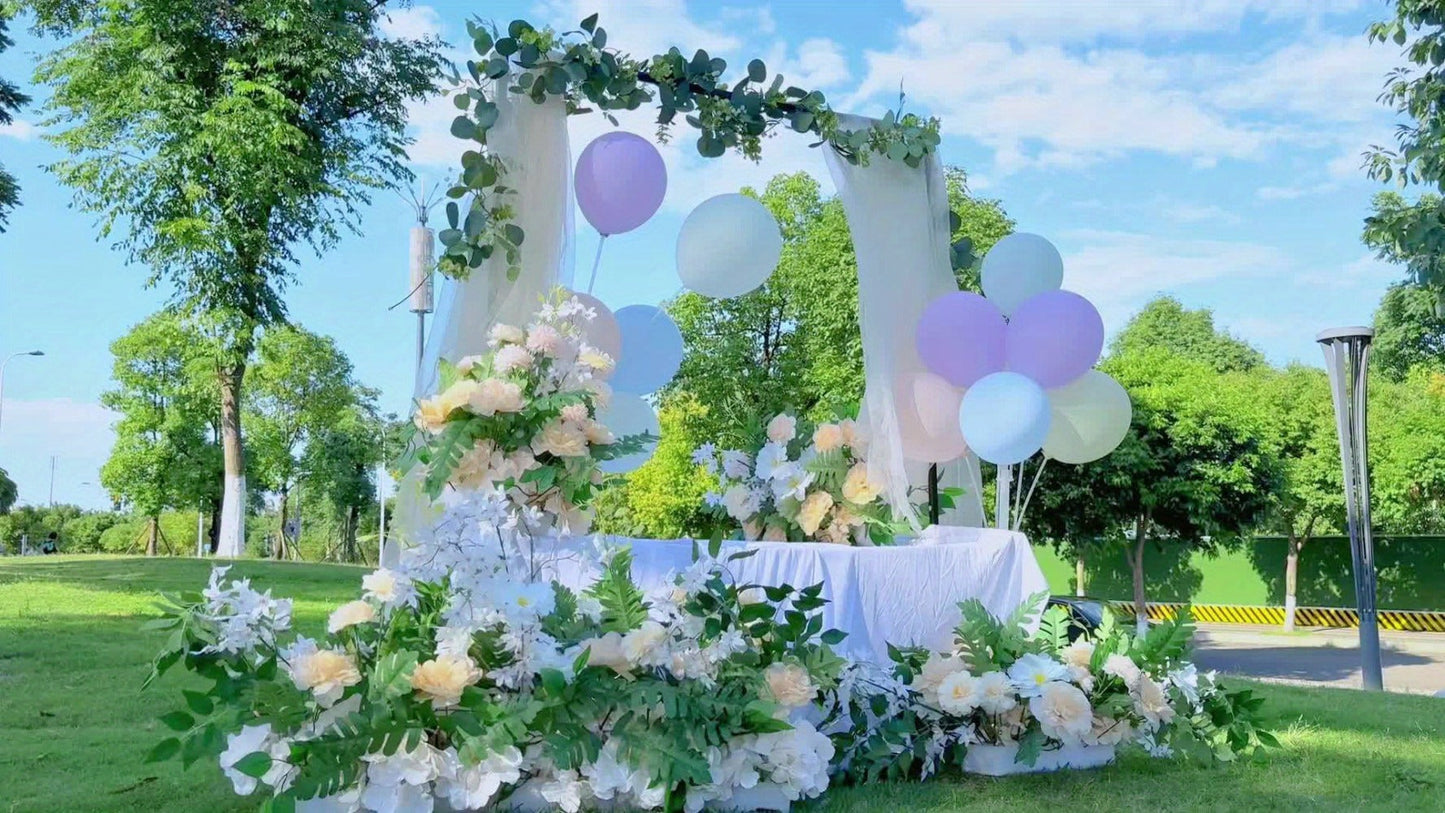 Party Decorations Adjustable Black Metal Table Arch Stand with Clamps, 6.8ft Height and 82-Inch Span