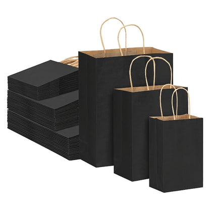 Kraft Paper Gift Bags with Handles in 75, 90, 120 or 210-Piece Mixed-Size Checkout Options