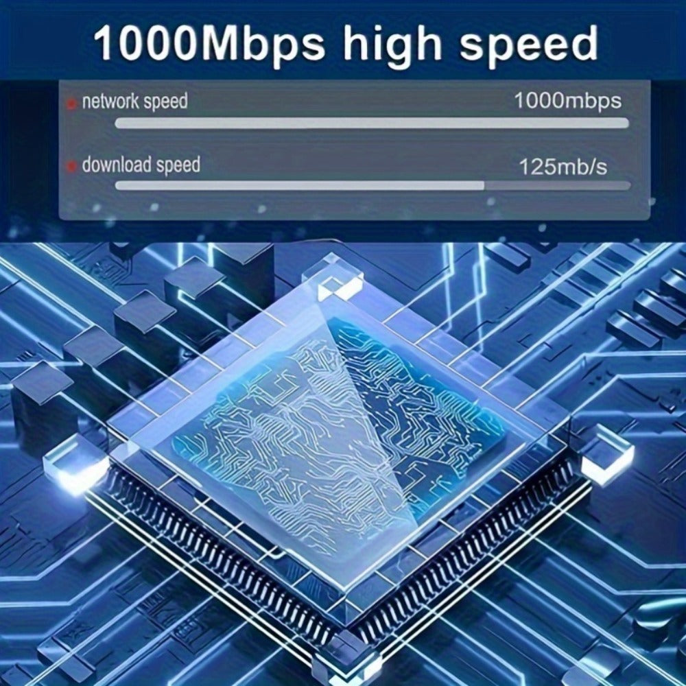 Gigabit Ethernet Splitter 1 to 4 Port 1000Mbps High-Speed LAN Network Adapter with USB Power Cable, Supports 4 Devices Simultaneously, Plug and Play RJ45 Hub for Home Office Gaming Smart TV NAS