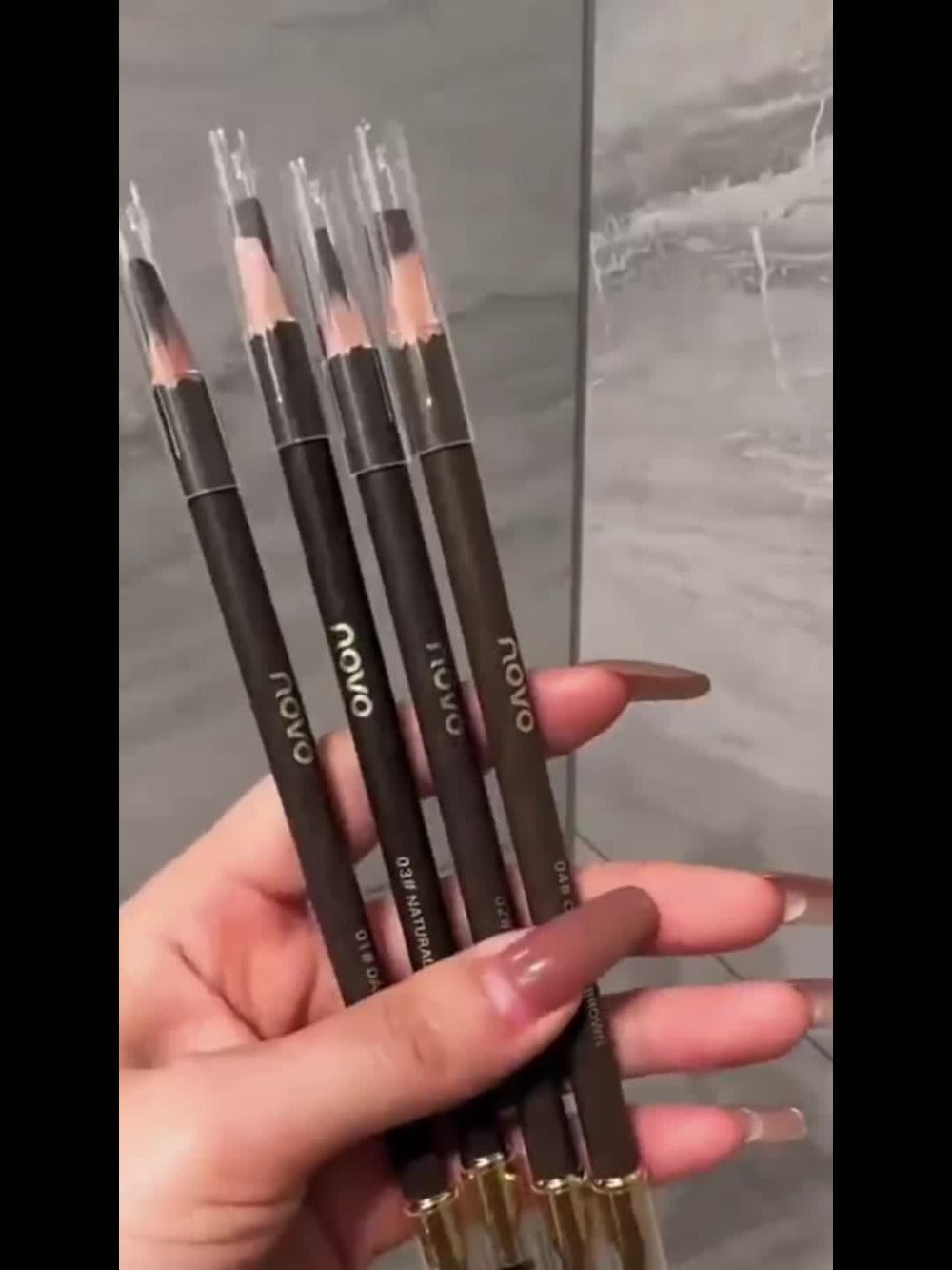 Four-Color Wood Eyebrow Pencil Set with Sharpened Brown-Tone Tips, Spoolie Ends and Approx. 20 cm Length