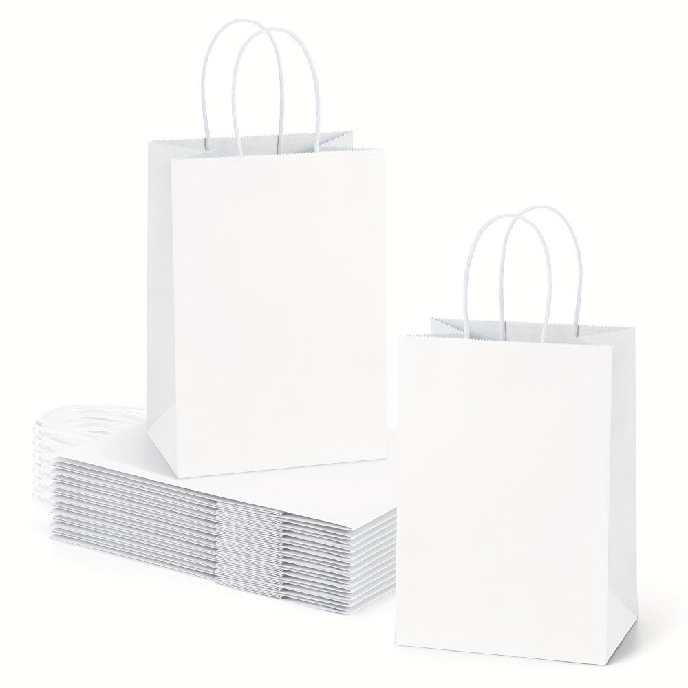 Gift Bag Set Small Kraft Paper, 100 Twisted-Handle Bags in Brown, Black or White, 4.25 x 2.85 x 7.85 Inches