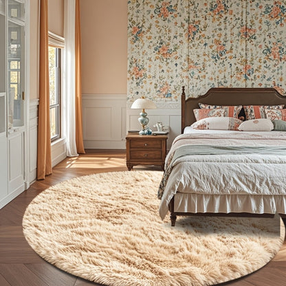 Area Rug Fluffy Faux-Fur Shag in Solid, Tie-Dye and Ombre Colors with Six Retained Room Sizes