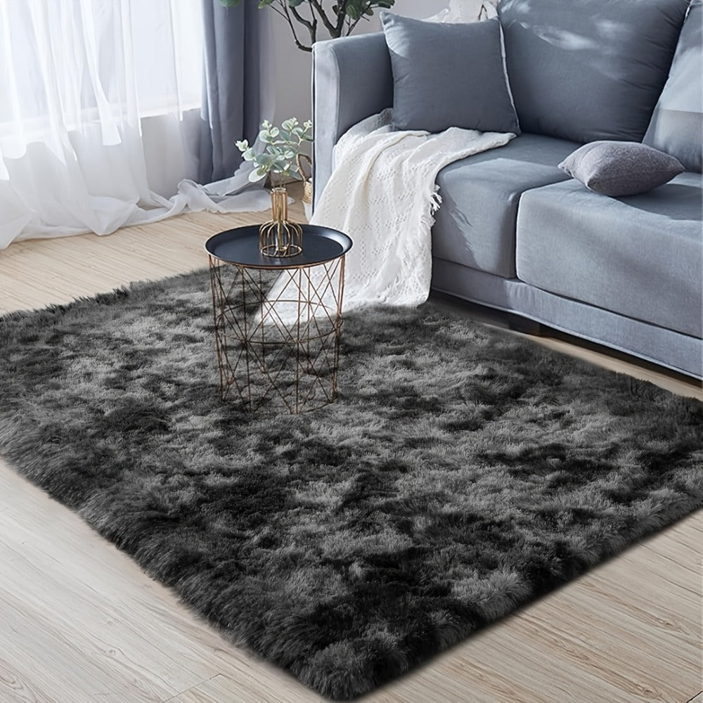 Area Rug Fluffy Tie-Dye Machine-Woven Mat at 1000 g/m² in Eight Colors and Three Indoor Sizes