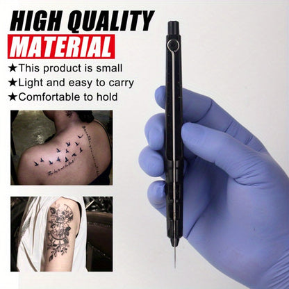 Manual Hand-Poke Tattoo Kit A02-3 with 14.3cm Pen Holder, Five Needles, Two Bottles and Transfer Accessories