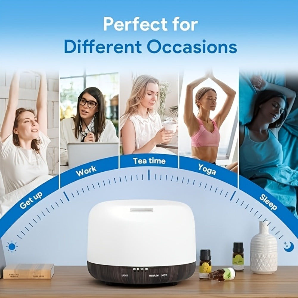 500ml Essential Oil Diffuser Set with Remote, Seven-Color Light, Timer Controls and 10 Oil Bottles