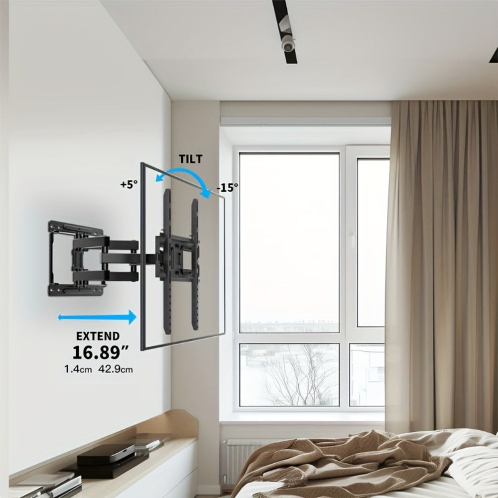 Full Motion TV Wall Mount 37-75 Inch, Dual Arm Swivel Tilt, VESA 600x400mm, Extends 15.4 Inch, Fits LED LCD OLED Flat Curved Screens