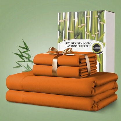 Sheet Set, Four-Piece 30% Lyocell and 70% Viscose Bedding with 18-to-24-Inch Fitted Pocket and Twelve Colors