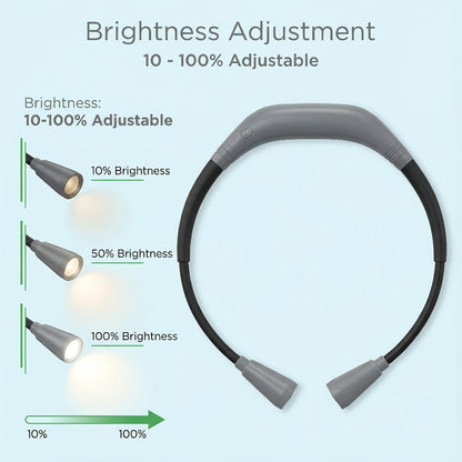 LED Neck Reading Light USB Rechargeable, 3 Color Modes Adjustable Brightness Hands-Free Book Light for Reading in Bed, Knitting, Crafts, Camping & Bedroom, Portable Wearable Neck Lamp