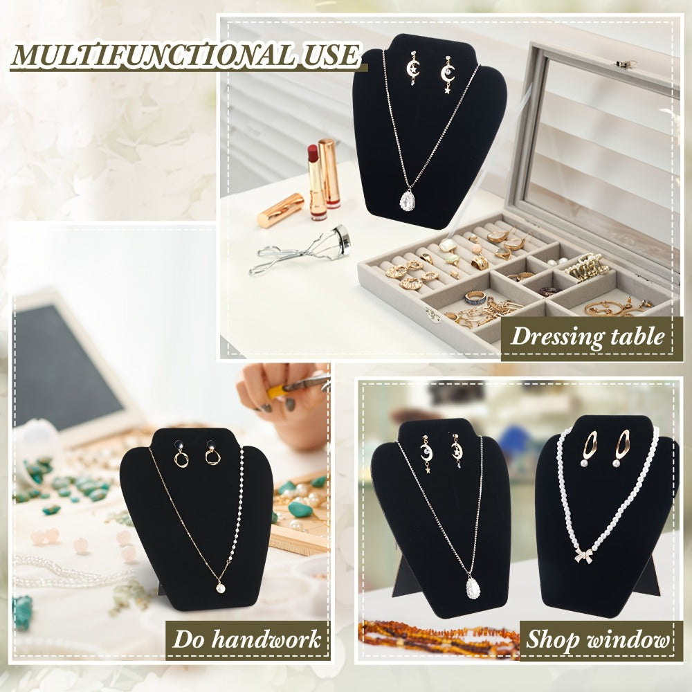 24-Piece Jewelry Display Easel Set with Black Velvet-Labeled Panels, Graduated Sizes and Folding Supports