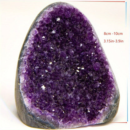 Amethyst Geode Natural Uruguayan Crystal | Polished Edge Display Stone for Home & Office Decor | Raw Crystal Cluster Specimen, Desk Accent, Healing Stone Gift, Tabletop Statement Piece 200-500g