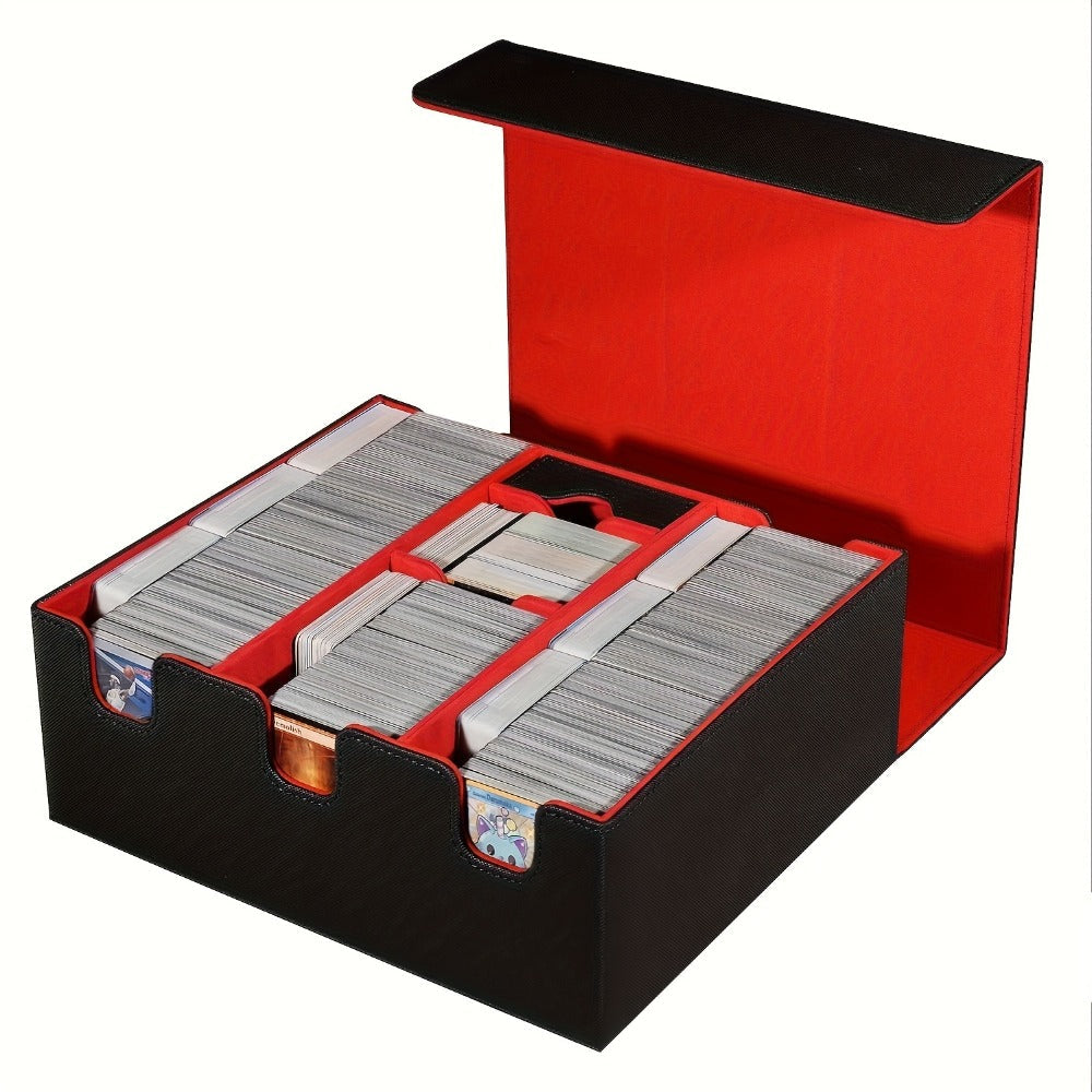 Three-Row Trading Card Storage Box with Black-Purple or Black-Gray Interior and Source-Labeled 1500+ Capacity