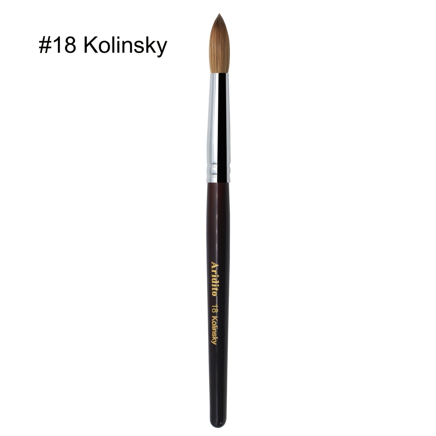 Red-Wine Handle Acrylic Nail Brush in Exact Checkout Sizes #8, #10, #12, #14, #16 or #18 with Pictured Round Tip