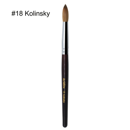 Red-Wine Handle Acrylic Nail Brush in Exact Checkout Sizes #8, #10, #12, #14, #16 or #18 with Pictured Round Tip