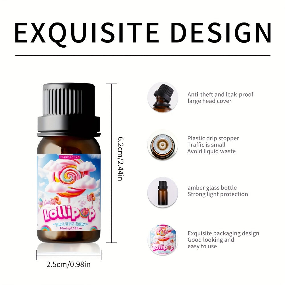 Lollipop Scented Fragrance Oil 10ml Alcohol Free Long Lasting Sweet Aroma for Diffuser Body Massage DIY Candle Soap Making Unisex Gift Women Men