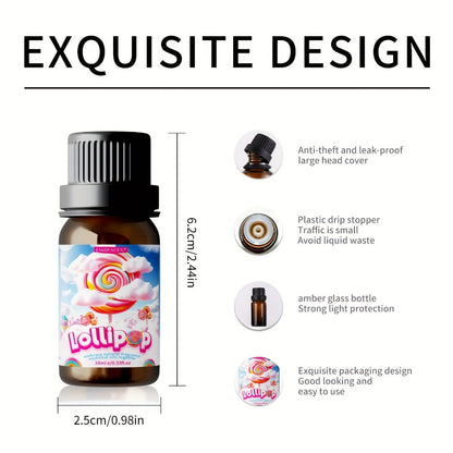 Lollipop Scented Fragrance Oil 10ml Alcohol Free Long Lasting Sweet Aroma for Diffuser Body Massage DIY Candle Soap Making Unisex Gift Women Men