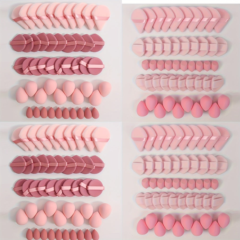 50-Piece Makeup Sponge and Cushion Puff Set with Mixed Shapes for Foundation, Concealer and Powder Blending