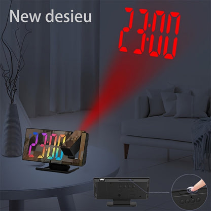 Digital Alarm Clock with LED Mirror Screen Projection Clock for Ceiling Wall Temperature Date Display Bedroom Desk Clock Large Display Home Office Bedside Clock Black
