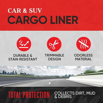 Car Cargo Mat SUV Trunk Mat – All-Weather Waterproof Rear Cargo Liner, Universal Fit for SUV Rear Cargo Area, Heavy Duty Non-Slip Trunk Protector, 1pc Black