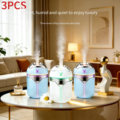 Humidifier 3-Piece Mini Set with Adjustable Spray, Color Lighting and White-Blue Combinations