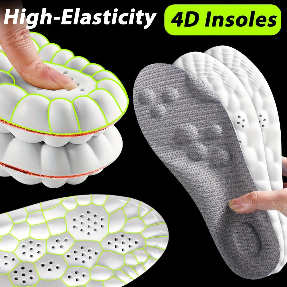 Three-Pair 4D Foam Shoe Inserts in Gray or Orange with Five EU Size Options for Everyday Footwear