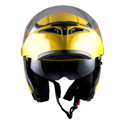 Motorcycle Modular Full Face Helmet Flip Up Dual Visor Inner Smoked Shield Lightweight Aerodynamic Thermoplastic Shell Removable Washable Interior for Men Women, Multiple Colors S M L XL