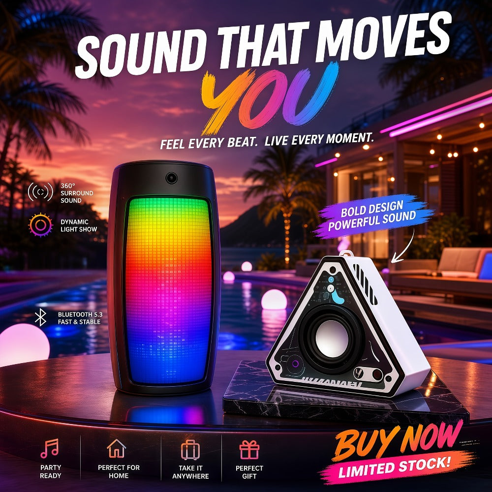Portable Bluetooth Speaker Triangular Rechargeable Model with Subwoofer and Six Retained Pack Options