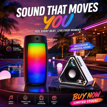 Portable Bluetooth Speaker Triangular Rechargeable Model with Subwoofer and Six Retained Pack Options