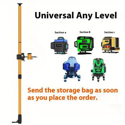 Laser Level Pole Telescopic Grade Rod 11FT/19FT Adjustable Support Staff with 1/4"-20 Mount & 5/8"-11 Adapter for Rotary Line Laser Leveling Alignment