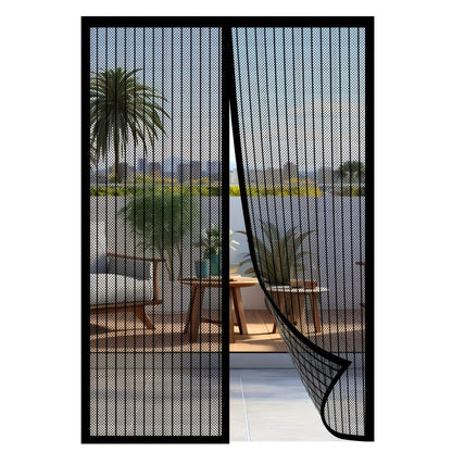 Magnetic Mesh Screen Door with Self-Sealing Center Closure and 90 x 210 cm Pictured Size, One-Piece Set