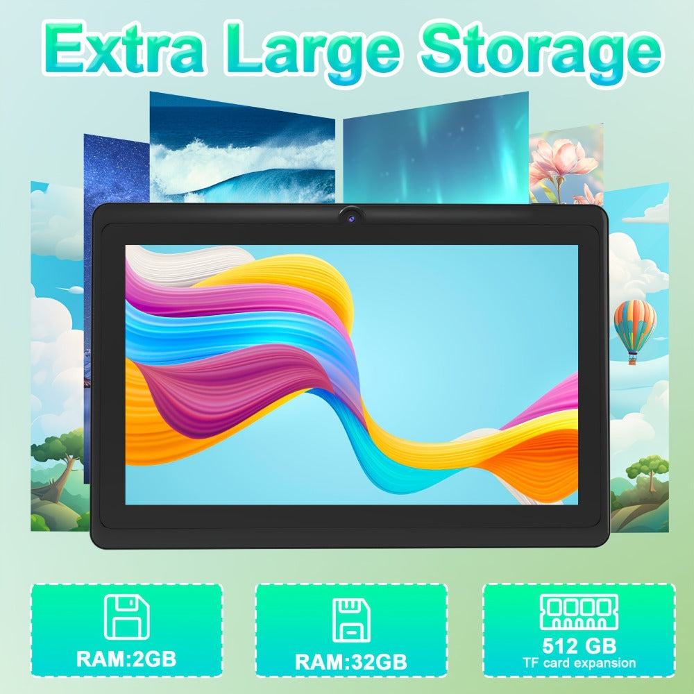 PEICHENG 7 Inch Android Tablet, 2GB RAM 32GB ROM, 1024x600 IPS Screen, 3000mAh Battery, Dual Camera 2MP+5MP, 2.4G WiFi, Type-C, Tablet PC for Kids Reading Learning Photos Entertainment