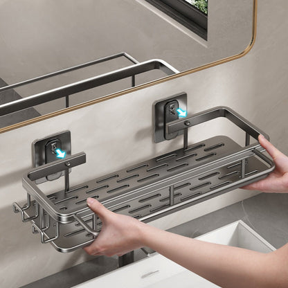 Two-Pack Wall-Mounted Stainless Steel Shower Caddy Set in Black or Silver Checkout Colors for Baths