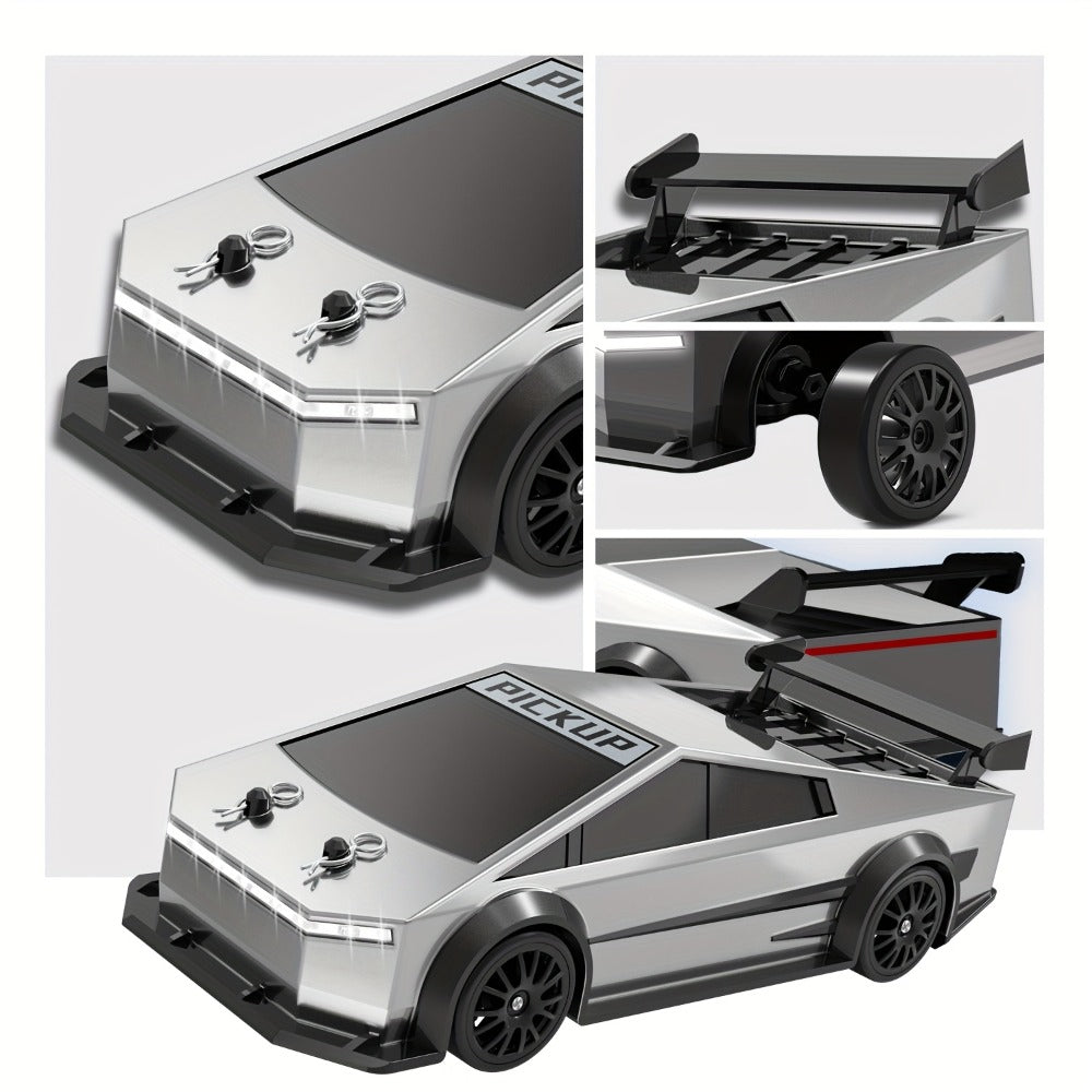 1:24 Scale RC Car 4WD High-Speed Drift Car with LED Lights 2.4GHz All-Terrain Remote Control Car for Boys – Christmas Birthday Halloween Gift (Silvery Grey / Black)