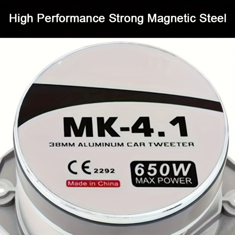 4 Inch Bullet Tweeter 600W Aluminum Frame – 6 Ohm Chrome HiFi Super Tweeter for Car Audio System, Stereo High-Frequency Speaker, Universal Automotive Fit