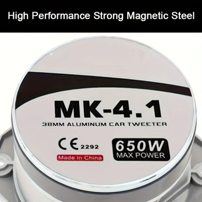 4 Inch Bullet Tweeter 600W Aluminum Frame – 6 Ohm Chrome HiFi Super Tweeter for Car Audio System, Stereo High-Frequency Speaker, Universal Automotive Fit