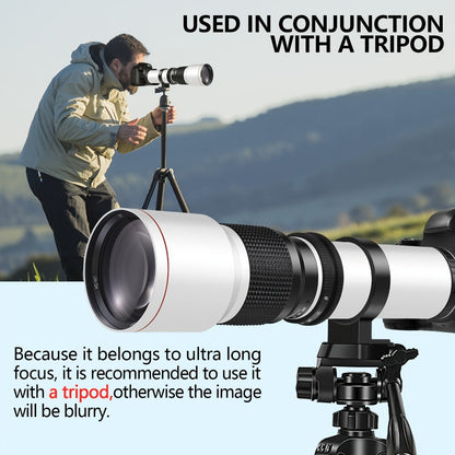 500mm F/8 Manual-Focus Telephoto Lens with T-Mount Adapters in Four Canon EF or Nikon F Options