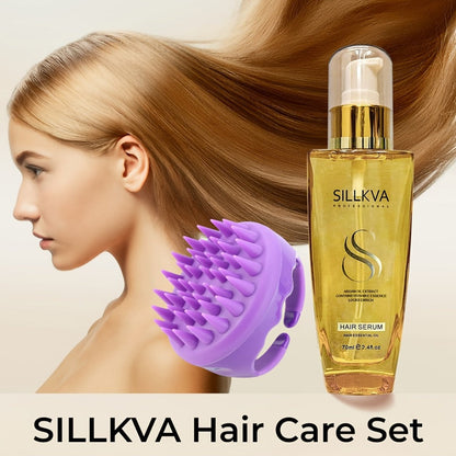 Moroccan Argan Oil Hair & Skin Treatment with Applicator Brush 2.4oz - Anti Frizz Smoothing Shine Boost Deep Moisturizing for Dry Damaged Dull Hair Body Oil Gift for Women Men