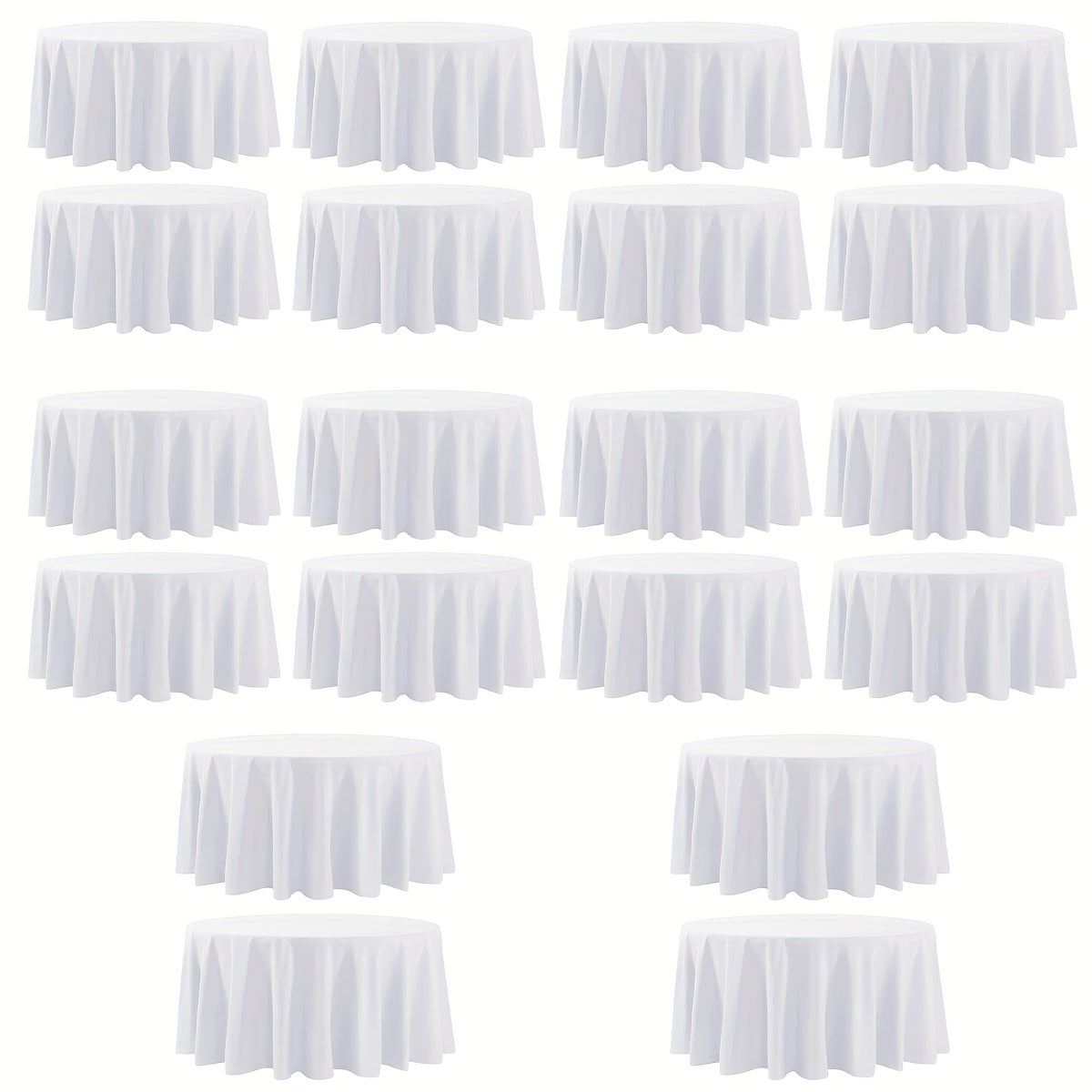120-Inch Round Tablecloth Multipacks in Black or White with Six-, Twelve- or Eighteen-Piece Options