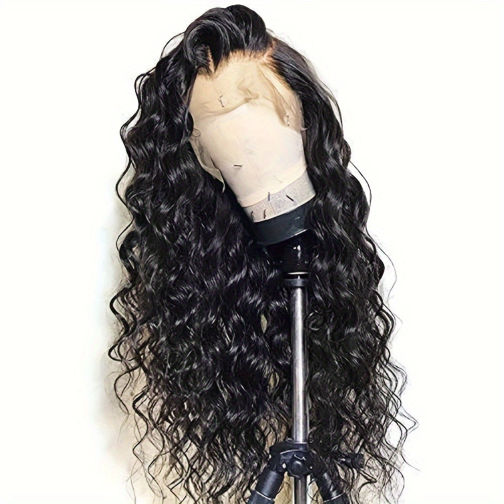 Synthetic Wig 13x4 Lace Front Loose Wave, 26-Inch Black Glueless Free-Part Style for Daily Glam
