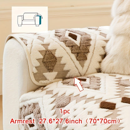 Thick Plush Sofa Cover Non-Slip Pet Friendly Machine Washable Couch Slipcover Furniture Protector for Living Room Bedroom Office Armrest to 4-Seat Multiple Colors