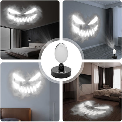 Smoke Face Projection Lamp Color-Changing LED Night Light – 360° Rotatable Ambiance Projector, Adjustable Brightness, USB Rechargeable, Multi-Mode Button Control for Bedroom Wall & Ceiling Decor