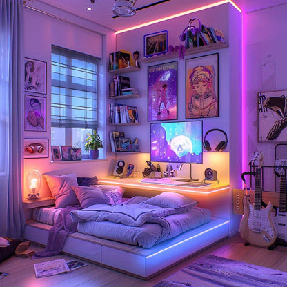 IR Remote LED Strip Lights with Music Sync & DIY Mode - RGB Color Changing Gradient Breathing Flashing for a Home Lash Beauty Routine