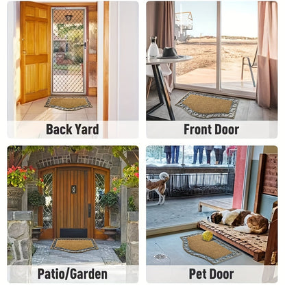 Decorative Entrance Mat System with Scrollwork Base, Removable Printed Insert and Full 17.72-by-29.53-Inch Option