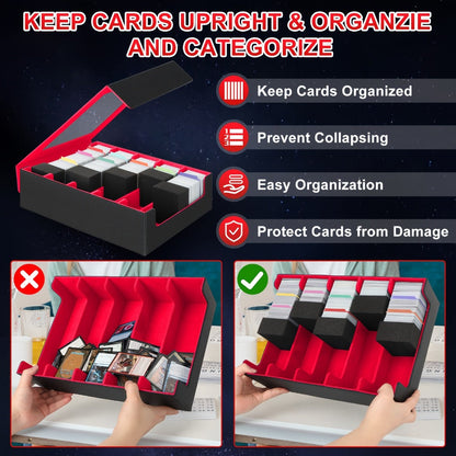 Five-Row Trading Card Storage Box with 48 Dividers, Five Foam Supports and 3200+ or 4000+ Capacity Options