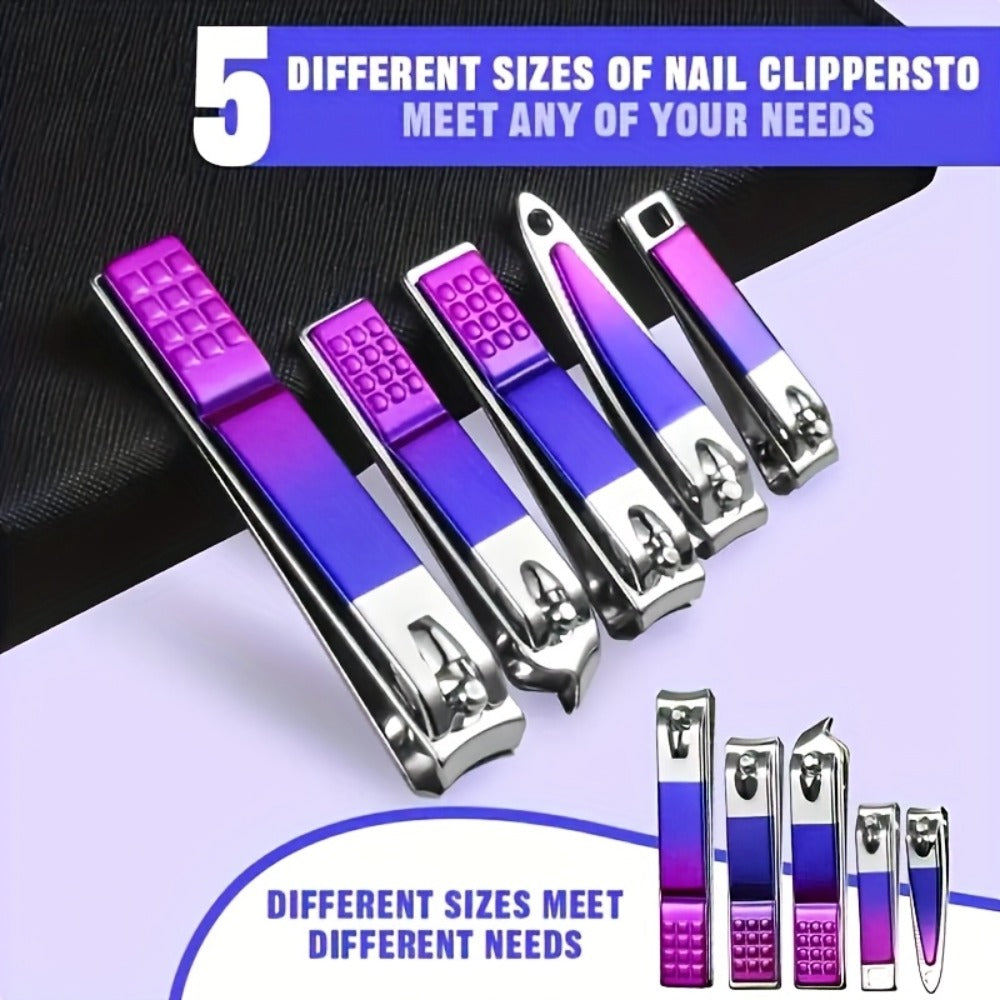 Portable Manicure and Pedicure Tool Set in 9-, 18-, 30- or 60-Piece Case Configurations for Nail Care