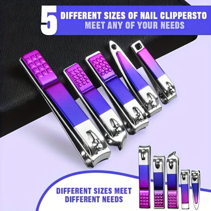 Portable Manicure and Pedicure Tool Set in 9-, 18-, 30- or 60-Piece Case Configurations for Nail Care