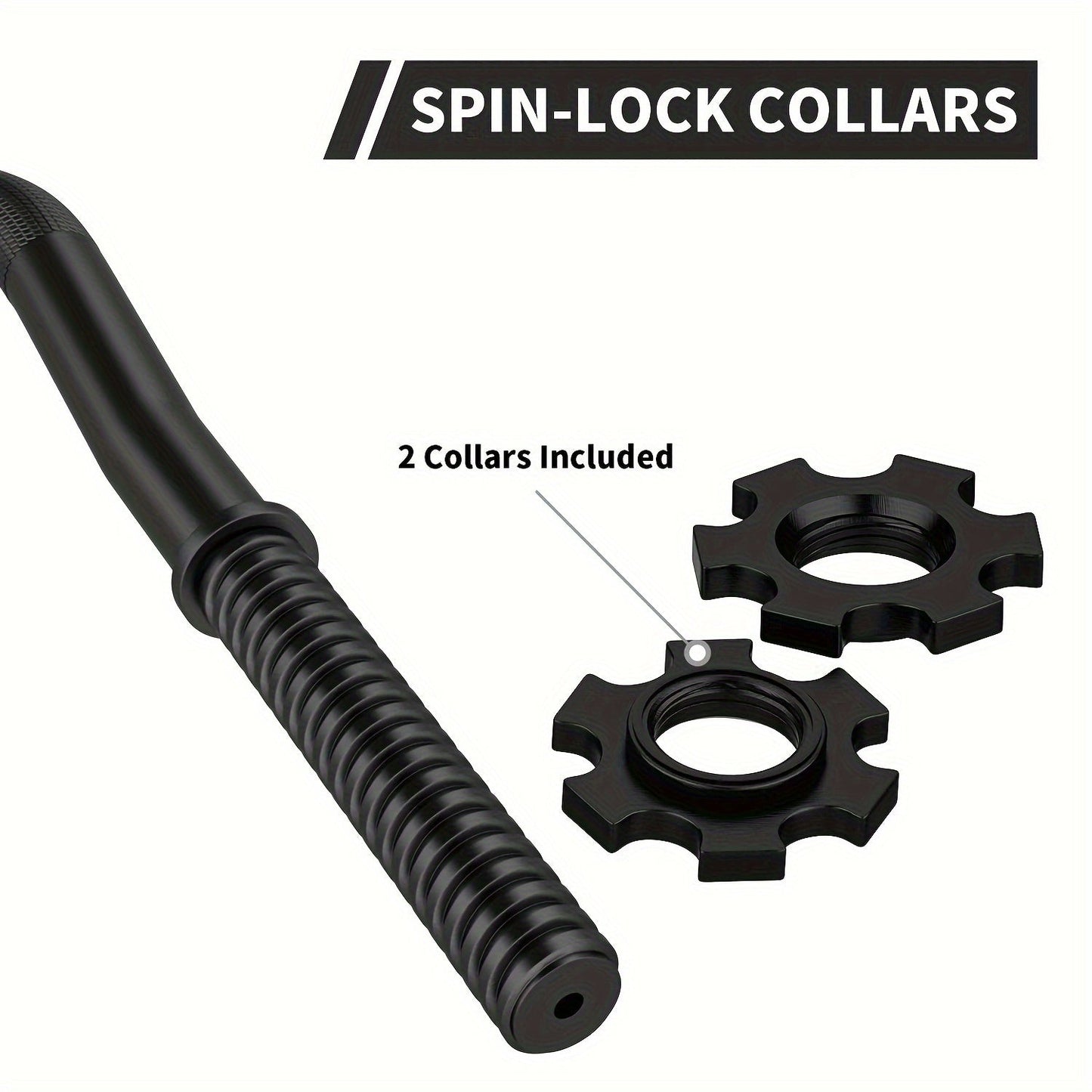 Fitness Equipment 47-Inch EZ Curl Bar with 1-Inch Plate Sleeves, Spin-Lock Collars and 220 lb Capacity